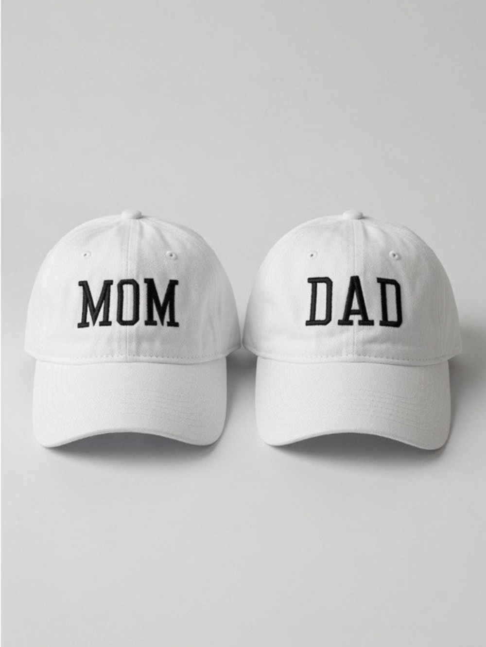 White 'MOM' Embroidered Cotton Baseball Cap